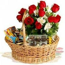 cesta de cafe amor com flores